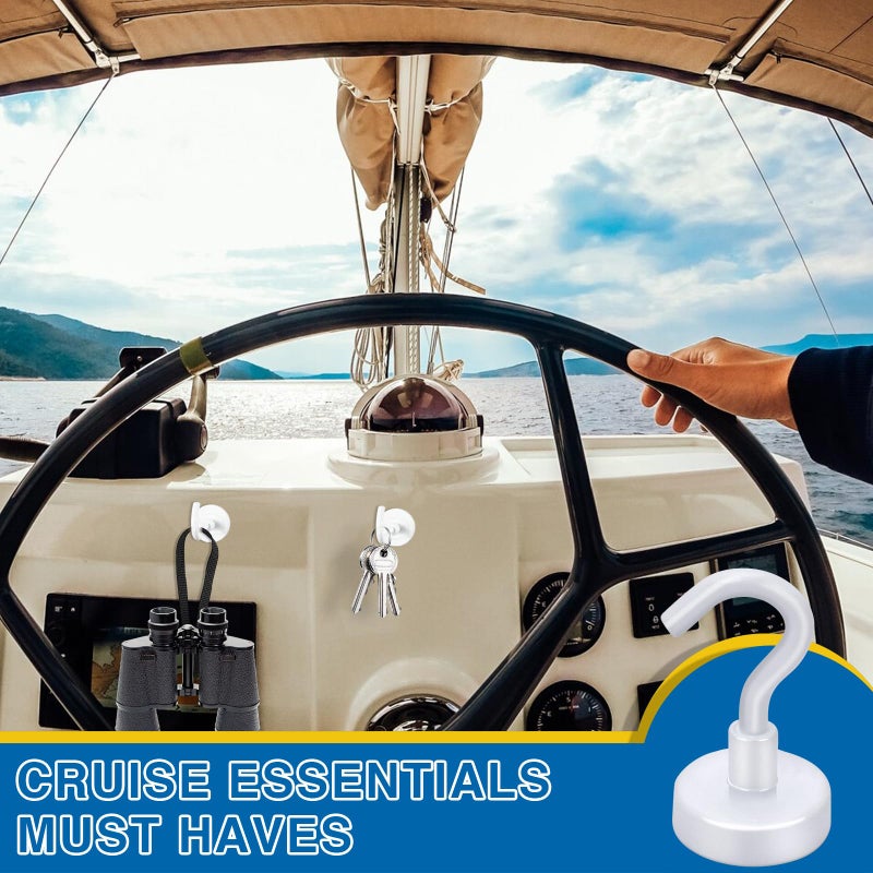 LOVIMAG Cruise Essentials - 30lbs Magnetic Hooks for Cabins, White Cruise Magnets for Door, Strong Magnetic Hooks for Hanging, Refrigerator, Ceiling, Grill - 12 Pack - Image 2