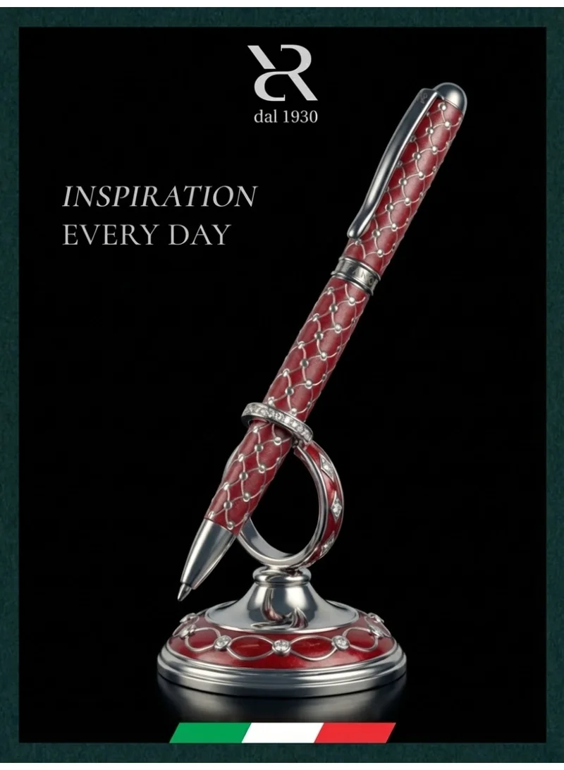 Ancora Ancora Rapide Faber Chrome Red Ballpoint Pen | Luxury Italian Pen | Faberge Inspired | Handcrafted Design