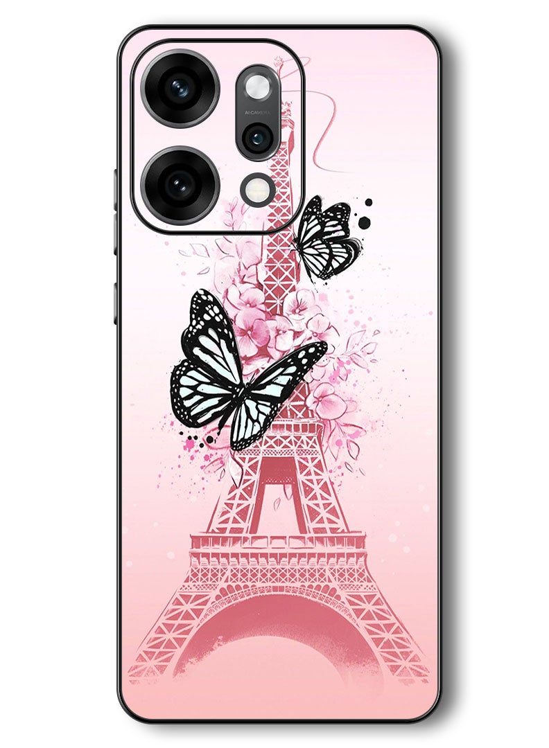 Theodor Case Compatible with Oppo Reno 14 Pro 6.83 Inch Protection Shockproof Bumper Cover Black Butterflies - Image 1