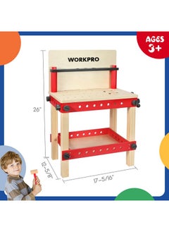 WORKPRO Wooden Workbench Kit Kids Tool Bench, Building Toy Set Creative&Educational Construction Toy, Great Gift For Toddlers 3+  - Image 2