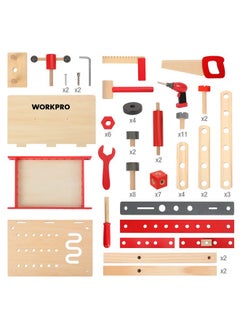 WORKPRO Wooden Workbench Kit Kids Tool Bench, Building Toy Set Creative&Educational Construction Toy, Great Gift For Toddlers 3+  - Image 3
