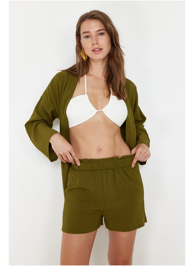trendyol Khaki Woven Kimono Shorts Set TBESS23AU00089  - Image 1