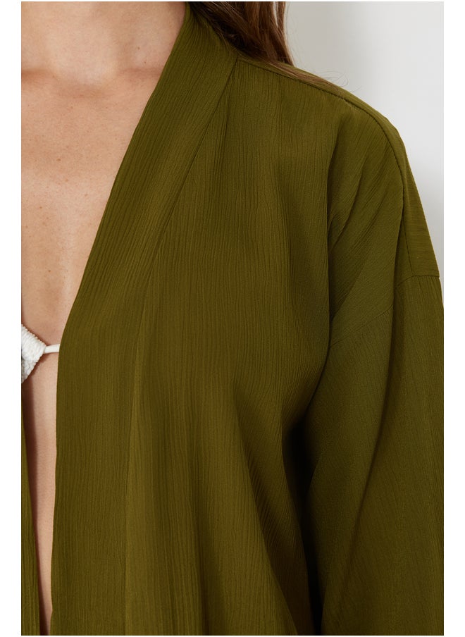 trendyol Khaki Woven Kimono Shorts Set TBESS23AU00089  - Image 4