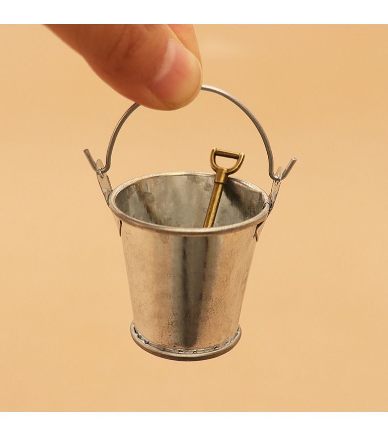 Silvery 1 Set 1 12 Scale Mini Ice Cube and Iron Bucket Dollhouse Accessories with Shovel Non Toxic Handmade Scene Props - Image 3