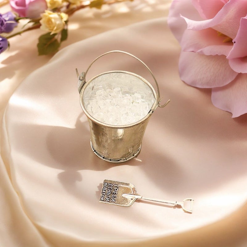 Silvery 1 Set 1 12 Scale Mini Ice Cube and Iron Bucket Dollhouse Accessories with Shovel Non Toxic Handmade Scene Props - Image 2