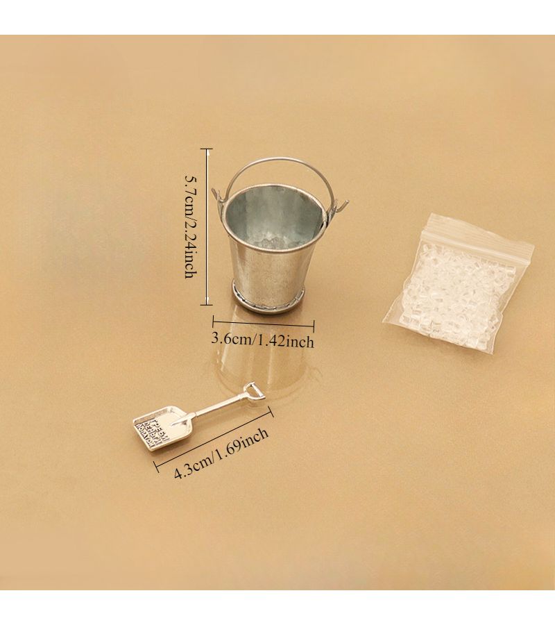 Silvery 1 Set 1 12 Scale Mini Ice Cube and Iron Bucket Dollhouse Accessories with Shovel Non Toxic Handmade Scene Props - Image 4