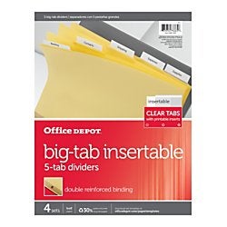 Office Depot أوفيس ديبوت® - ملفات - فواصل قابلة للإدخال مع علامات كبيرة، بيج، علامات شفافة، 5 علامات، مجموعات - Image 2