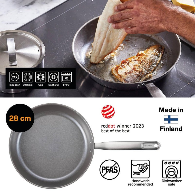 Fiskars Stainless Steel All Steel Frying Pan 28CM 1064745 - Image 3