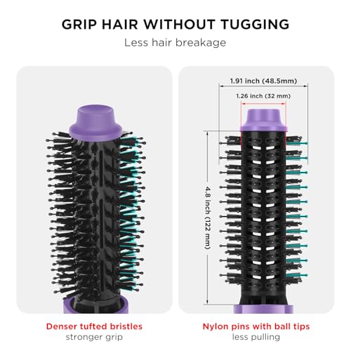 Aima Beauty Hot Air Brush, Aima Beauty Salon One-Step Hair Dryer and Volumizer, 4-in-1 Hair Dryer Brush, Hair Styling Tools, Purple-Round - Image 4