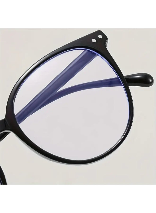 SCENT HOUSE Women's Oversized Round Glasses - Clear Lens Non- Glasses, Heavy-Duty PC Frames, Retro Preppy Style with Round/ Square Frames, Non- Everyday Glasses for Women (Includes eyeglass case)
,blue lighe blocking glasses,eyeglasses - Image 5