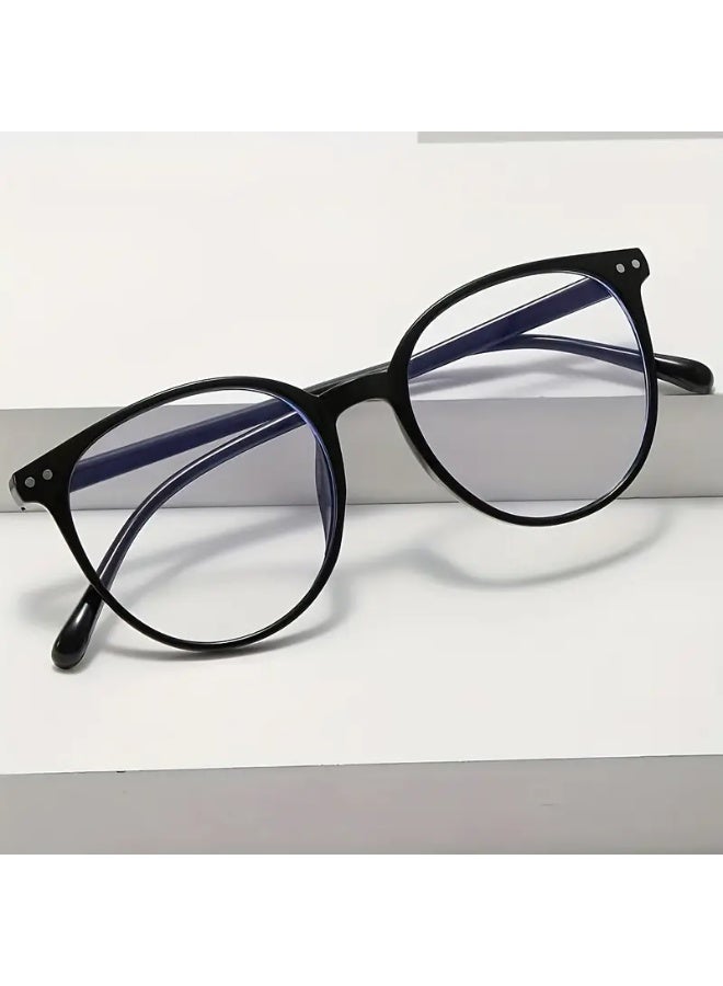 SCENT HOUSE Women's Oversized Round Glasses - Clear Lens Non- Glasses, Heavy-Duty PC Frames, Retro Preppy Style with Round/ Square Frames, Non- Everyday Glasses for Women (Includes eyeglass case)
,blue lighe blocking glasses,eyeglasses - Image 4