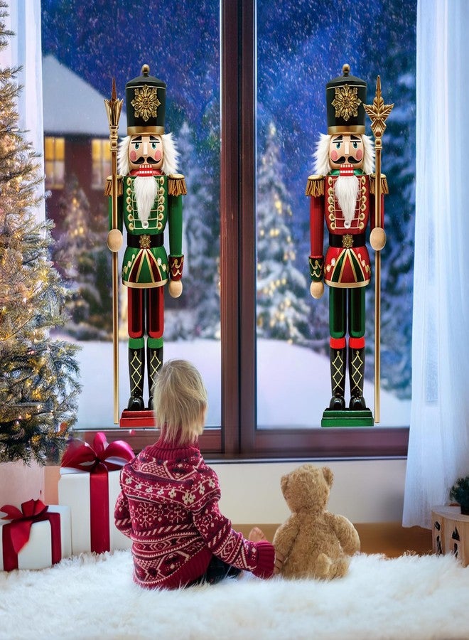 Ivenf Christmas Window Clings Decorations: 2 Sheets Extra Large 3D-effect Nutcracker Soldiers Christmas Window Clings, Cute Vintage Nutcrackers Window Xmas Stickers for Home Office Holiday Party Décor - Image 4
