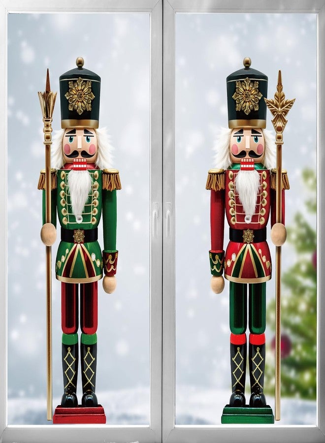 Ivenf Christmas Window Clings Decorations: 2 Sheets Extra Large 3D-effect Nutcracker Soldiers Christmas Window Clings, Cute Vintage Nutcrackers Window Xmas Stickers for Home Office Holiday Party Décor - Image 1
