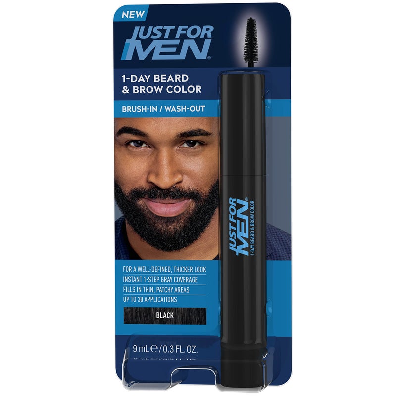 Just for Men 1-Day Beard & Brow Color, Temporary Color for Beard and Eyebrows, For a Fuller, Well-Defined Look, Up to 30 Applications, Light Brown - Image 1