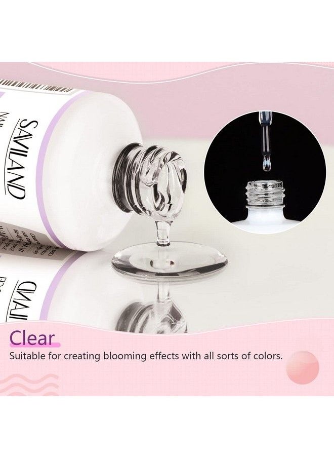 Saviland Blooming Nail Gel 15Ml Clear Blooming Nail Gel Nail Polish Blossom Gel Soak Off U V Led With Nail Art Brush Manicure Kit For Spreading Marbles Effect Nail Salon Home Diy  - Image 3