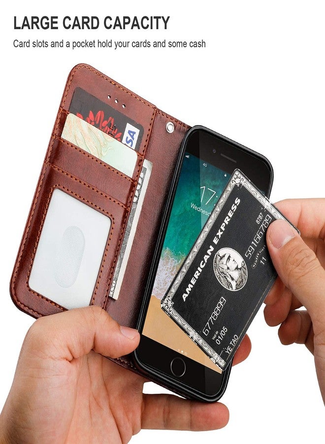 Bocasal for iPhone SE (2022)/SE (2020)/8/7 Wallet Case with Card Holder PU Leather Magnetic Detachable Kickstand Shockproof Wrist Strap Removable Flip Cover for iPhone 7/8/SE2/SE3 4.7 inch (Brown) - Image 4
