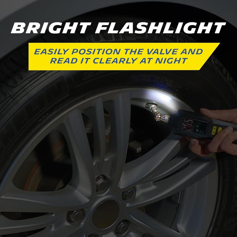 Michelin 12294 Programmable Digital Tire Pressure Gauge 5-99 PSI | Portable Air Pressure Monitor | Accurate Readings | Built-In Flashlight | Backlit LCD | Bleed Valve Adjustment | Easy-to-Use, Black - Image 2