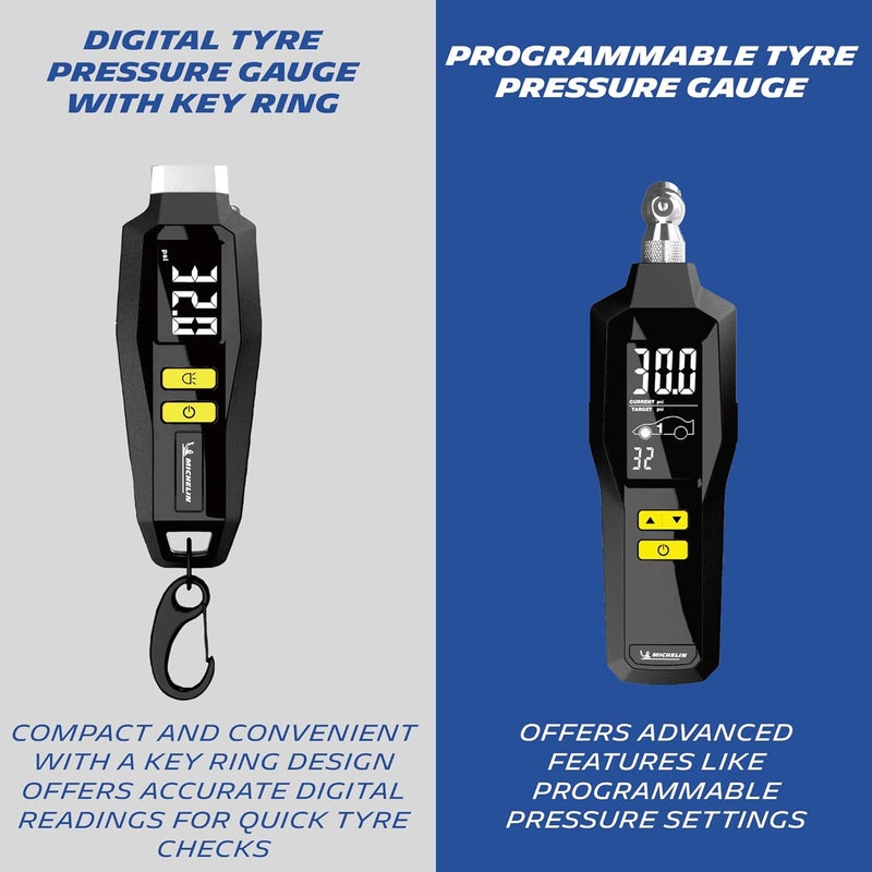 Michelin 12294 Programmable Digital Tire Pressure Gauge 5-99 PSI | Portable Air Pressure Monitor | Accurate Readings | Built-In Flashlight | Backlit LCD | Bleed Valve Adjustment | Easy-to-Use, Black - Image 3