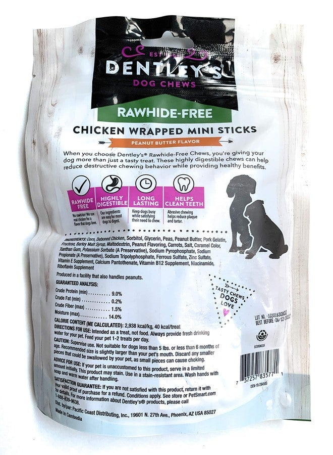 DENTLEY'S Rawhide Free Chicken Wrapped Mini Sticks - Peanut Butter Flavor - Image 2
