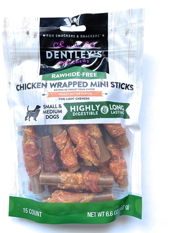 DENTLEY'S Rawhide Free Chicken Wrapped Mini Sticks - Peanut Butter Flavor - Image 1