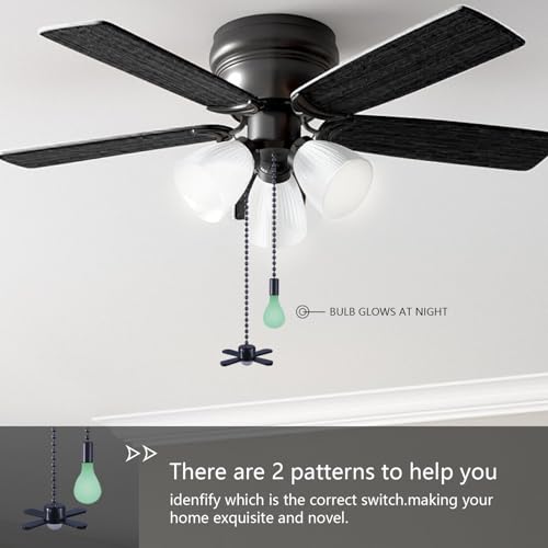 Dotlite Black Ceiling Fan Pull Chain Set, 2Pack 3mm Diameter Beaded Fluorescent Decorative Pendant Extension, 12in Lighting & Fan Chain Extender with Connector Glow in The Dark(Black) - Image 3