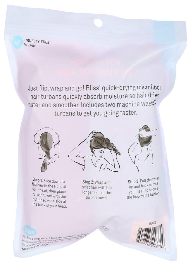Bliss 2 Pk Microfiber Hair Turban Duo Multi - Image 2