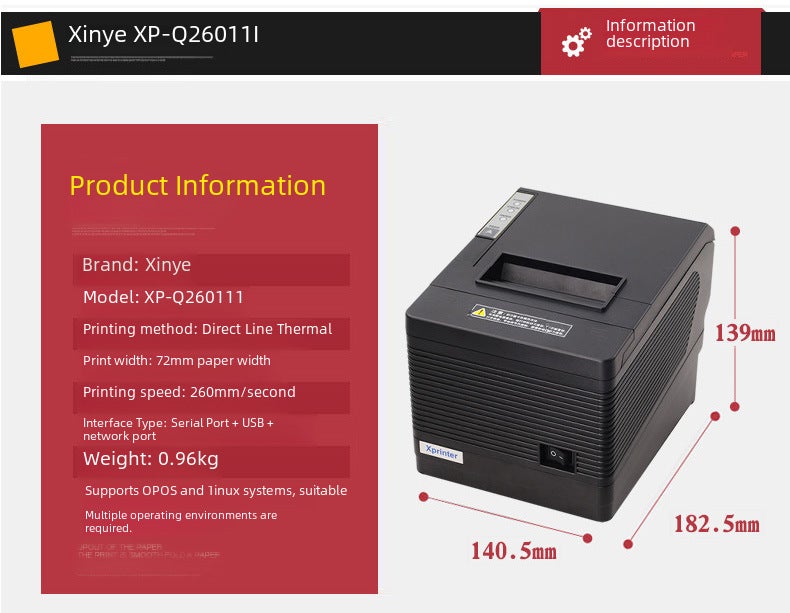 Xinye Xp-Q260Iii C260K Thermal Receipt Printer 80Mm With Cutter Beeping Usb + String + Net - Image 5
