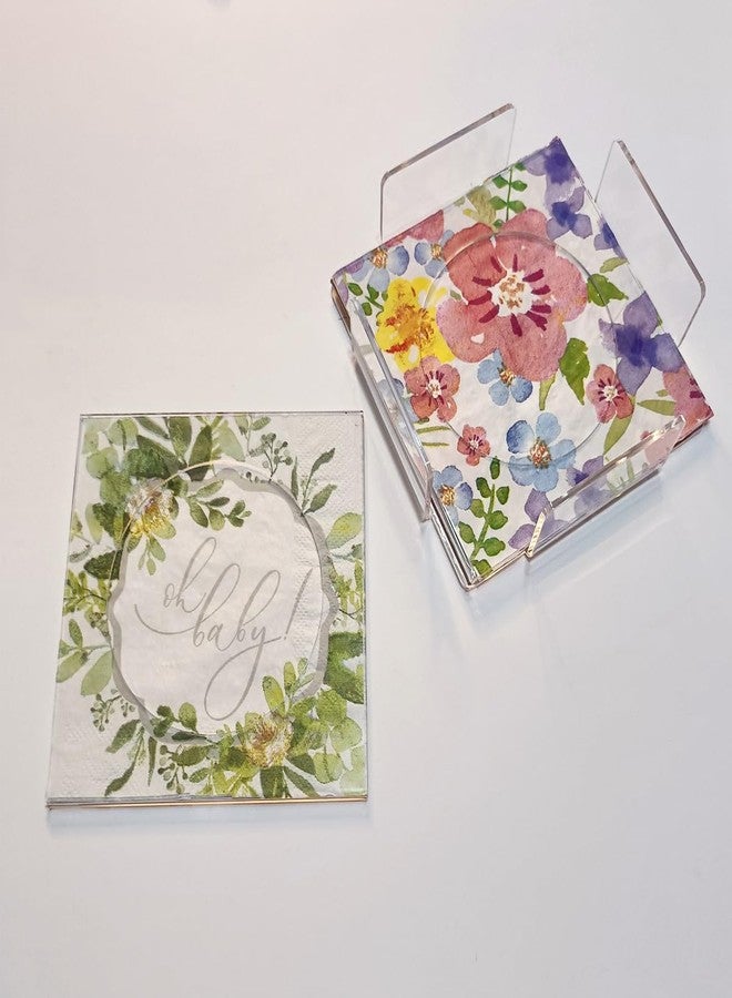 XIAOYUE Acrylic Napkin Coaster,DIY Clear Acrylic Coasters with Insert for Cocktail Napkins for Festival,Party,Home,Bar Decor (6pcs Coasters+ 1pcs Holder) - Image 1