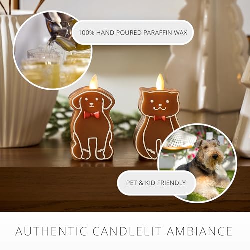 Luminara Flickering Flameless Candle 25 x 43 Battery Operated Timer Function Remote Ready Sold Separately Gingerbread Cat Moving Flame LED Light Figural Candle for Christmas Holiday Display - Image 3