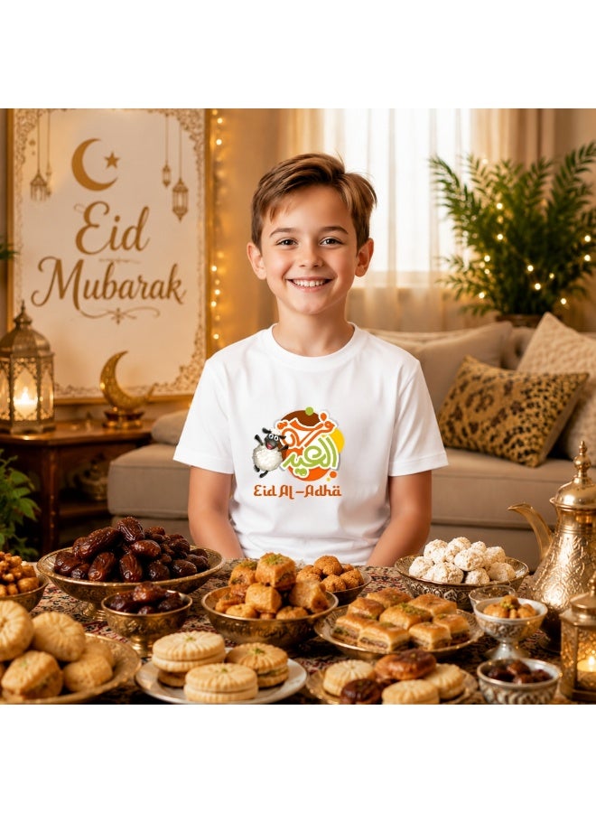 PRINTSHOP4ME Boys Eid Al-Adha Themed Cotton T-Shirt–Round Neck,Short Sleeve,Comfortable Kids Wear For Festive Celebrations - Image 5
