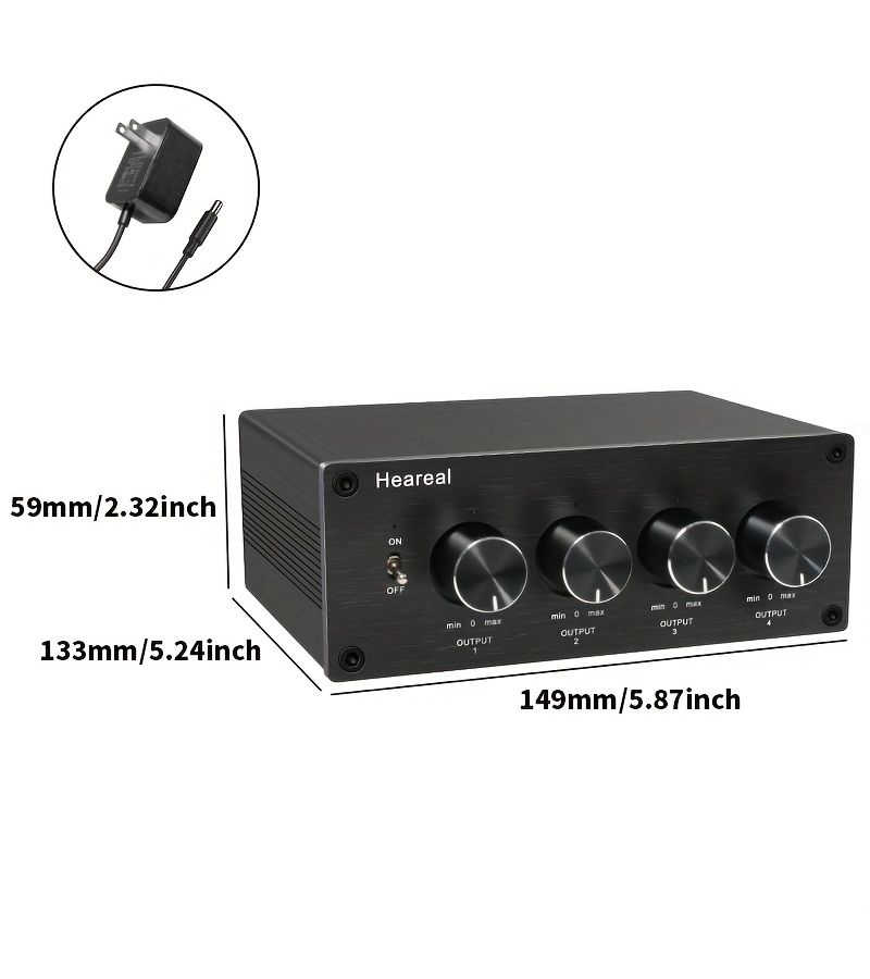 1 To 4 HifI Audio Splitter With 4 Outputs Lossless Multi Channel Distribution Black Cable - Image 1