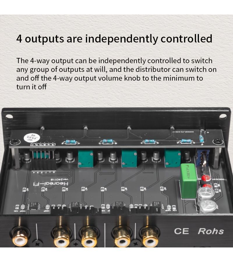 1 To 4 HifI Audio Splitter With 4 Outputs Lossless Multi Channel Distribution Black Cable - Image 2