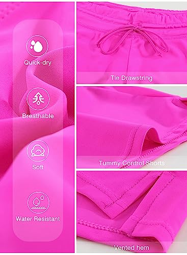 Aleumdr Plus Size Swimwear 3inch Tankini Bottom Women Summer Sports Swim Beach Board Shorts Rosy2 Large - Image 5