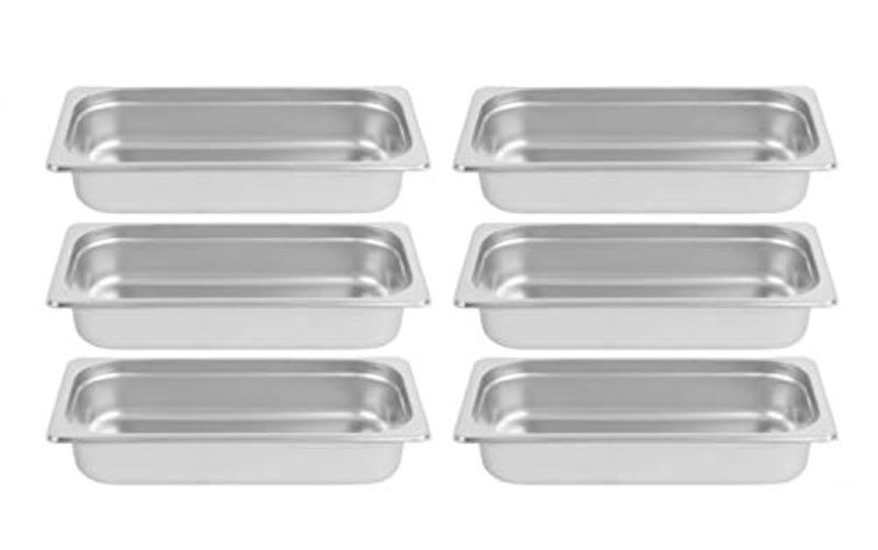 CHEFQ Set of 6 2 12 inch Deep Steem Tabel Pans Third Size Antijam Stainless Steel 6 Third Size