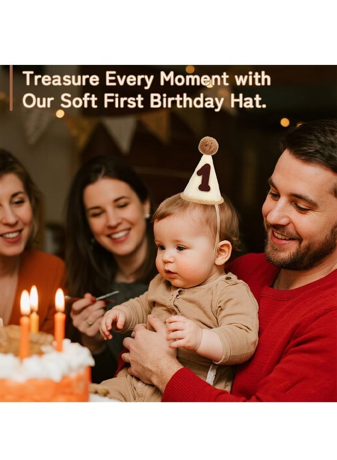 زينة عيد الميلاد الأول للبنات والأولاد، قبعة عيد الميلاد الأول، قبعة مخروطية من اللباد لحفلات استقبال المولود الجديد، زينة احتفالات عيد الميلاد الأول للمواليد الجدد - Image 4