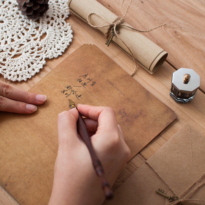 Cowhide Retro Letter Paper Envelope Set A5 Confession Letter Love Letter Handwritten B5 Letter Paper Student Couple Simple Birthday - Image 2