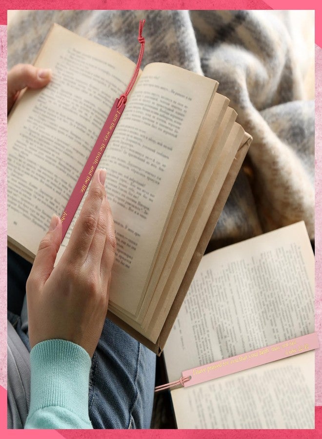 Weekgrat 10 Pcs Christian Bookmarks for Women Leather Bookmarks Handmade Bible Christian Gifts for Women Book Lovers Readers Church Book Club(Rose Red) - Image 4