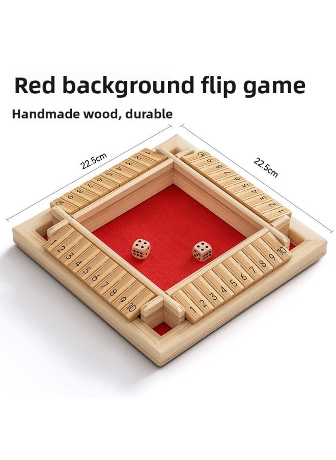 Generic - Four-sided Digital Flip Card Game Plate Children's Toy Table Game Big Class Puzzle Area Material Mathematical Thinking Training Building Blocks-Color:[red Bottom] Turn-up Game - Image 1