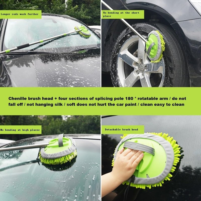 62'' Car Wash Brush Mop Set with Long Handle,Foldable Car Wash Brush Windshield Window Squeegee Car Washing Supply Set for All Car - Image 5