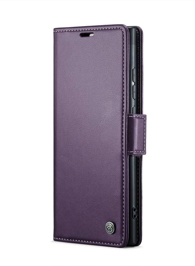 CaseMe Flip Wallet Case For Samsung Galaxy Note 20 Ultra [RFID Blocking] PU Leather Wallet Flip Folio Case with Card Holder Kickstand Shockproof Phone Cover (Purple) - Image 2