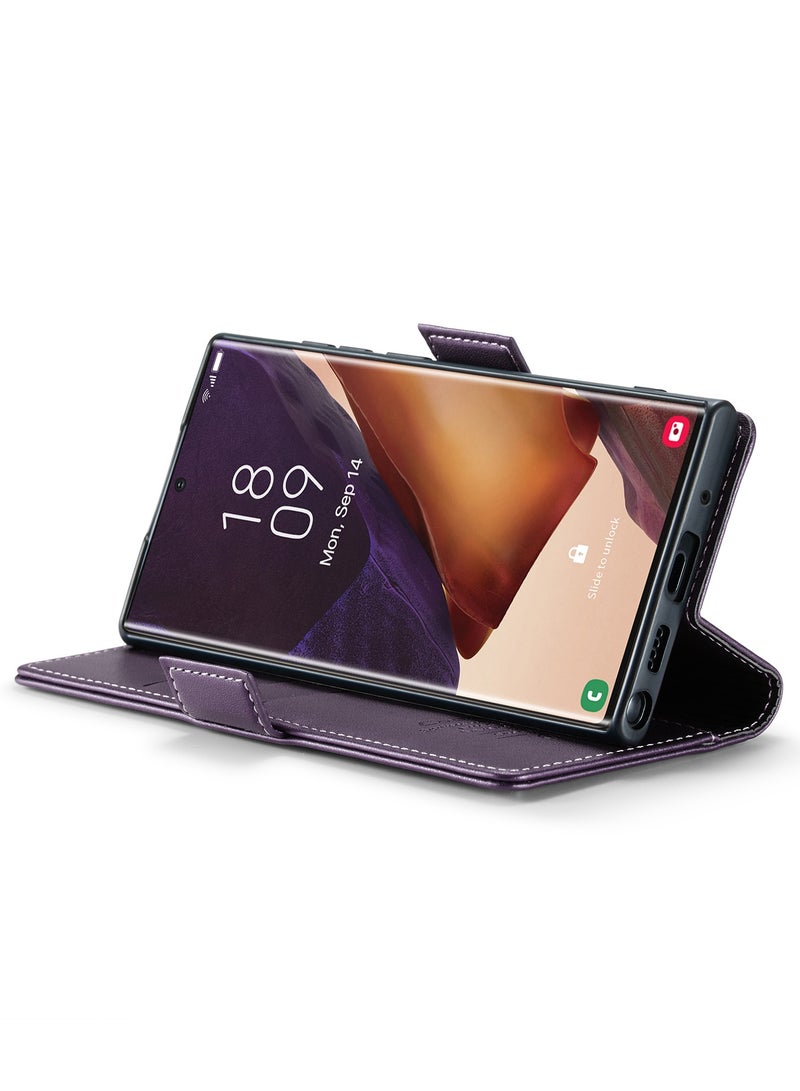 CaseMe Flip Wallet Case For Samsung Galaxy Note 20 Ultra [RFID Blocking] PU Leather Wallet Flip Folio Case with Card Holder Kickstand Shockproof Phone Cover (Purple) - Image 5