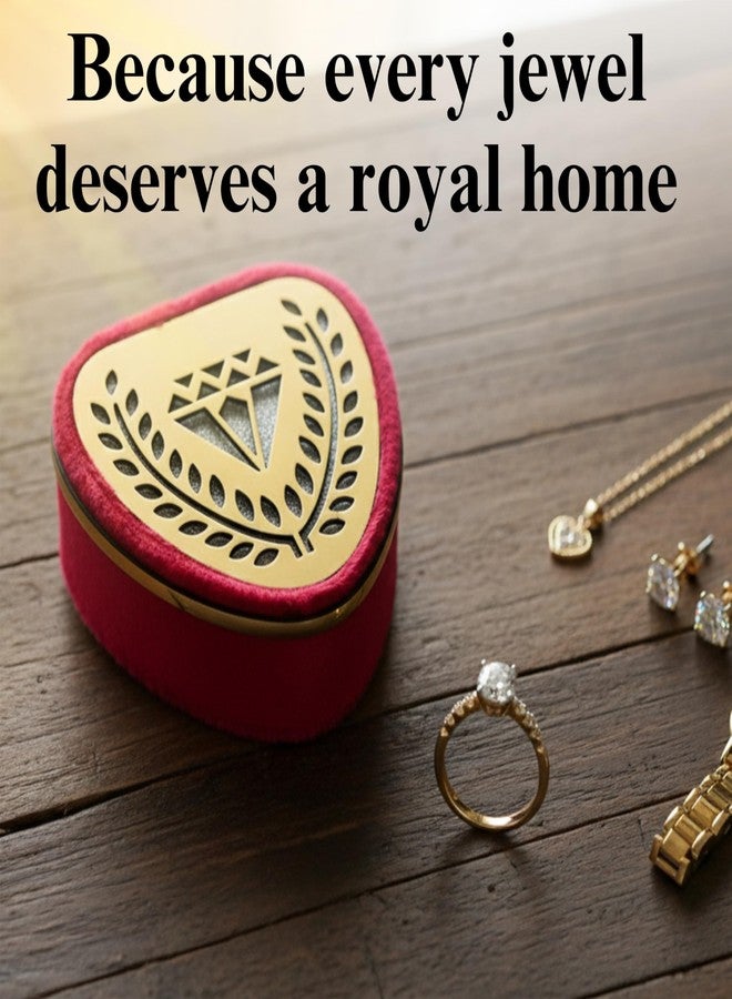 FEBTECH Red Velvet Heart-Shaped Ring Box with Gold Trim and Diamond Logo, Perfect for Engagement Rings, Wedding & Proposals - Image 5