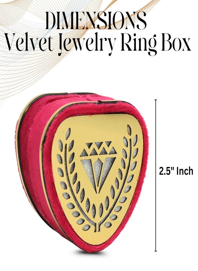FEBTECH Red Velvet Heart-Shaped Ring Box with Gold Trim and Diamond Logo, Perfect for Engagement Rings, Wedding & Proposals - Image 2