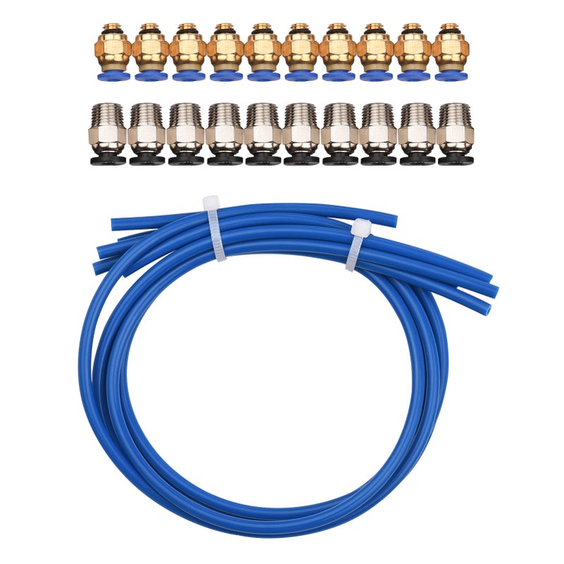 3D Printer Kit PTFE Tubing Hose Pipe 5Pieces with 10 Pieces PC4-M6 Fittings and 10 Pieces PC4-M10 Fitting Connector for 3D Printer 1.75mm Filament - Image 1