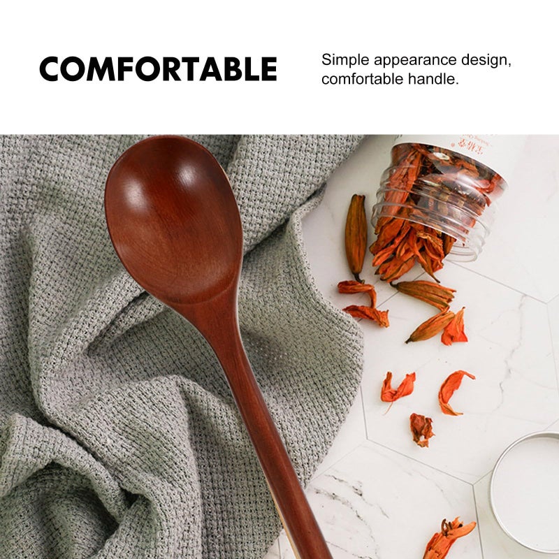 Long Handle Wooden Spoon 33cm Eco Friendly Cooking Stirring Serving Utensil - Image 4