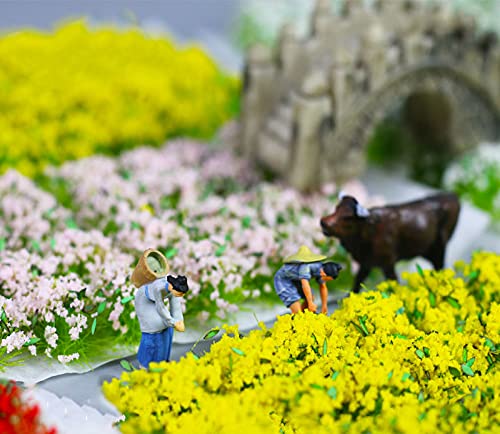Warmtree 35 Pcs Static Grass Tuft Model Grass Tufts Railway Artificial Grass and 28 Pcs Bushy Tuft Pink Flower Cluster Vegetation Groups for DIY Architecture Building Model Train Landscape Railroad Scenery - Image 5