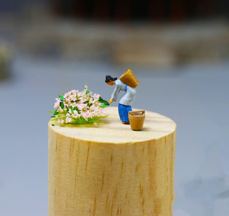 Warmtree 35 Pcs Static Grass Tuft Model Grass Tufts Railway Artificial Grass and 28 Pcs Bushy Tuft Pink Flower Cluster Vegetation Groups for DIY Architecture Building Model Train Landscape Railroad Scenery - Image 4