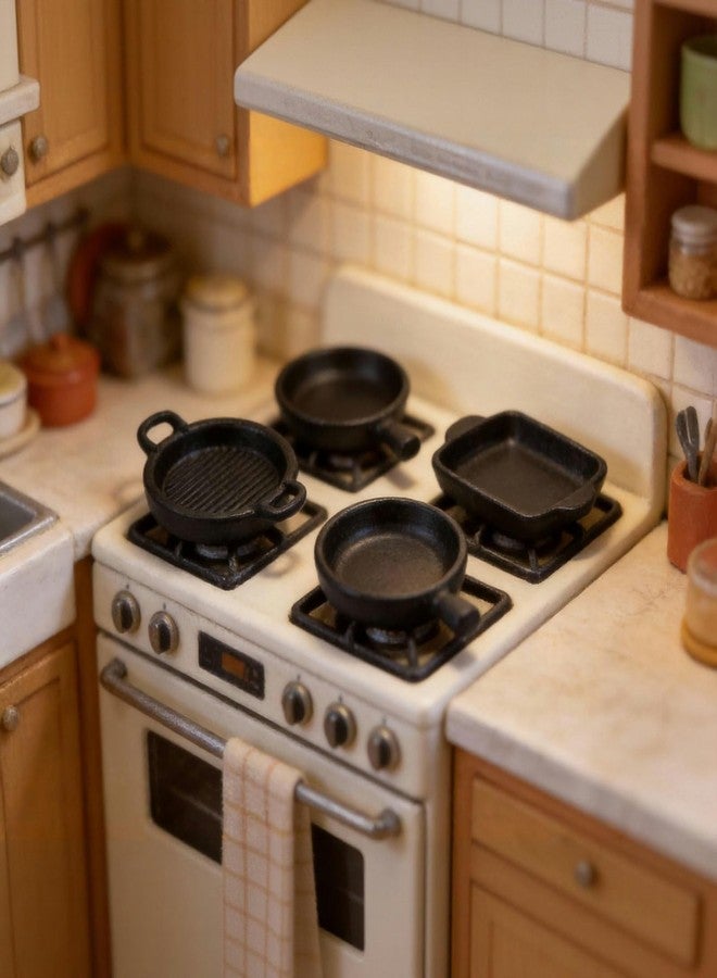 CHAMBERY 1:24 Scale Miniature Pots and Pans Metal Kitchen Cookware 8Pcs Dollhouse Accessories Decoration - Image 4