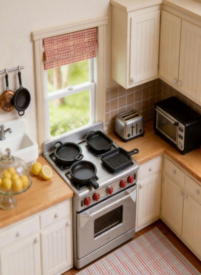 CHAMBERY 1:24 Scale Miniature Pots and Pans Metal Kitchen Cookware 8Pcs Dollhouse Accessories Decoration - Image 5