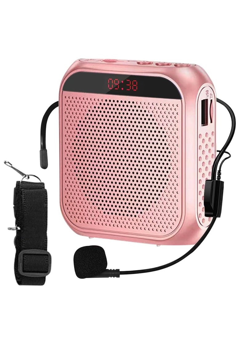 Generic Portable Voice Amplifier with Wired Microphone Headset, 2200mah Rechargeable Pa System, Supports U Disk and Tf Card - Ideal for Teachers, Meetings, And Tours (Gold)  - Image 1